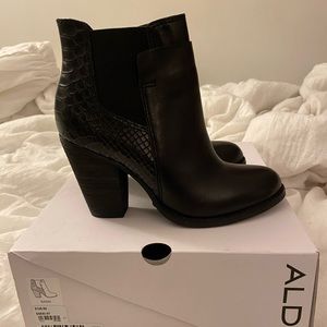 Black with snake print boots